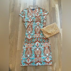 Jones New York Signature faux wrap dress plus necklace size small